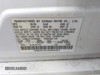2004 Nissan Maxima SE with VIN 1N4BA41E74C895097, listed as a IAAI auction lot 42485748 with 112,443 mi miles and . Bid and sale history available at DreamBid. Image 9.
