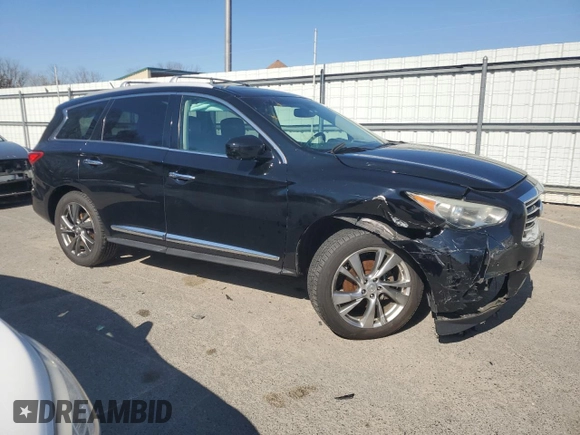 2013 Infiniti JX35 with VIN 5N1AL0MM0DC332268, listed as a Copart auction lot 48032795 with 150,219 mi miles and Salvage Title. Bid and sale history available at DreamBid. Image 4.