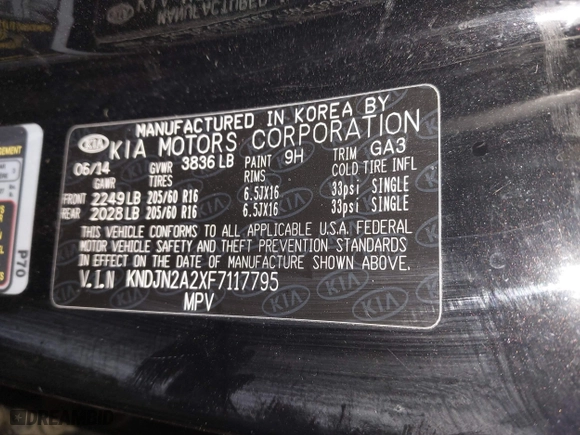 2015 Kia Soul with VIN KNDJN2A2XF7117795, listed as a IAAI auction lot 41977970 with 139,025 mi miles. Bid and sale history available at carsss.com. Image 9.