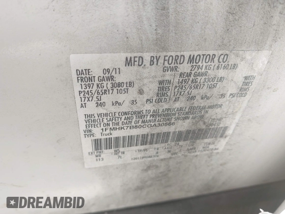 2012 Ford Explorer с VIN 1FMHK7B80CGA30566, выставлен на аукционе IAAI как лот 42688728 с пробегом 240 693 миль миль и . История ставок и продаж доступна на DreamBid. Изображение 9.