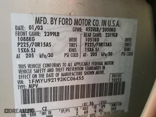 2003 Ford Escape XLS Popular with VIN 1FMYU92193KC06455, listed as a Copart auction lot 88712905 with 0 mi miles and Salvage Title. Bid and sale history available at carsss.com. Image 13.