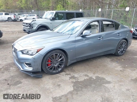 2018 Infiniti Q50 3.0t LUXE with VIN JN1EV7AP1JM590220, listed as a IAAI auction lot 42049026 with 88,985 mi miles. Bid and sale history available at carsss.com. Image 22.