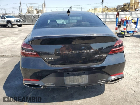 2022 Genesis G70 3.3T with VIN KMTG54TE2NU095029, listed as a Copart auction lot 64011744 with 58,207 mi miles and Salvage Title. Bid and sale history available at carsss.com. Image 6.