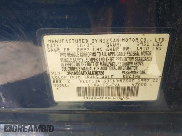 2010 Nissan Sentra S с VIN 3N1AB6APXAL630726, выставлен на аукционе IAAI как лот 42796509 с пробегом 247 101 миль миль и . История ставок и продаж доступна на DreamBid. Изображение 9.