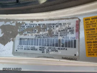 2002 Lexus IS 300 with VIN JTHBD192X20057265, listed as a Copart auction lot 75644484 with 99,875 mi miles and Salvage Title. Bid and sale history available at carsss.com. Image 12.