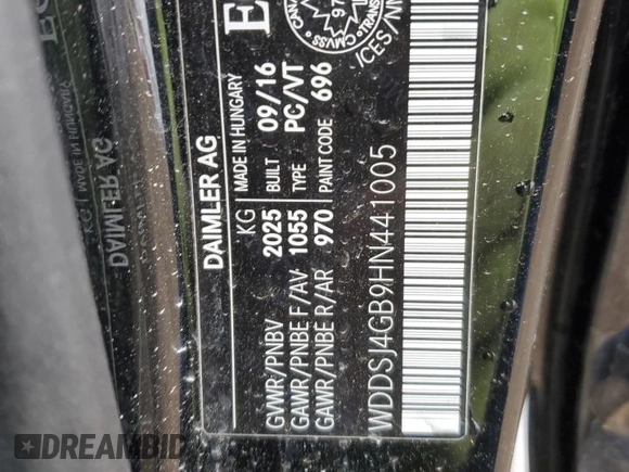 2017 Mercedes-Benz CLA 250 with VIN WDDSJ4GB9HN441005, listed as a Copart auction lot 54726455 with 90,306 mi miles and Salvage Title. Bid and sale history available at DreamBid. Image 13.