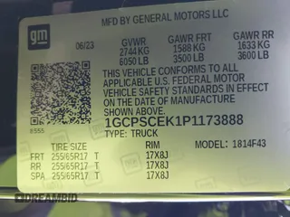 2023 Chevrolet Colorado 2WD LT with VIN 1GCPSCEK1P1173888, listed as a IAAI auction lot 42339296 with 19,513 mi miles and . Bid and sale history available at DreamBid. Image 9.