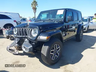 2024 Jeep Wrangler Sahara with VIN 1C4PJXEN9RW111214, listed as a IAAI auction lot 41653921 with 9,118 mi miles and . Bid and sale history available at carsss.com. Image 2.