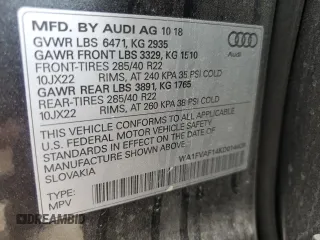 2019 Audi Q8 Prestige with VIN WA1FVAF14KD014409, listed as a Copart auction lot 46247933 with 61,843 mi miles. Bid and sale history available at carsss.com. Image 13.