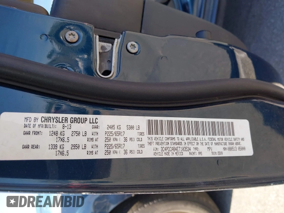 2014 Dodge Journey American Value Pkg with VIN 3C4PDCAB4ET103534, listed as a IAAI auction lot 41805531 with 175,310 mi miles. Bid and sale history available at carsss.com. Image 9.