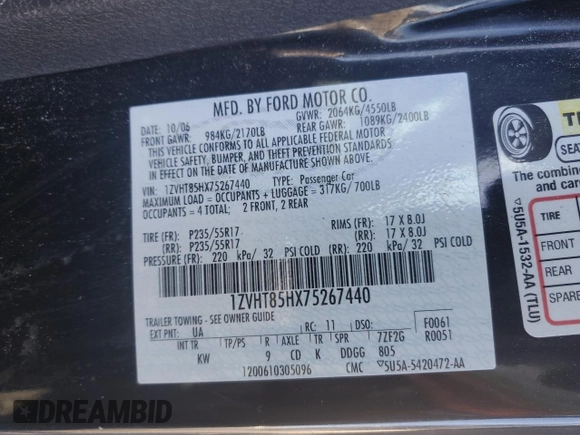 2007 Ford Mustang GT Deluxe with VIN 1ZVHT85HX75267440, listed as a Copart auction lot 49514945 with 79,735 mi miles and Salvage Title. Bid and sale history available at carsss.com. Image 12.