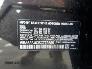2025 BMW 5 Series 540i xDrive with VIN WBA63FJ03SCT78685, listed as a Copart auction lot 42826865 with 8,101 mi miles and Non Repairable. Bid and sale history available at carsss.com. Image 12.