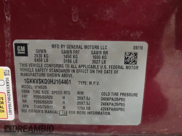 2017 GMC Acadia Limited with VIN 1GKKVSKD9HJ164461, listed as a IAAI auction lot 41887624 with 76,963 mi miles and . Bid and sale history available at carsss.com. Image 9.