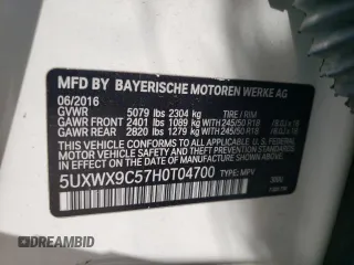 2017 BMW X3 xDrive28i with VIN 5UXWX9C57H0T04700, listed as a Copart auction lot 51988925 with 121,499 mi miles and Salvage Title. Bid and sale history available at DreamBid. Image 13.