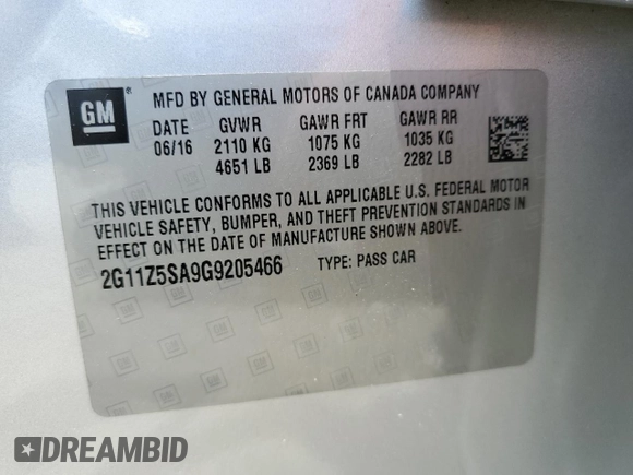 2016 Chevrolet Impala LS with VIN 2G11Z5SA9G9205466, listed as a Copart auction lot 63820635 with 87,772 mi miles and Salvage title. Bid and sale history available at DreamBid. Image 12.