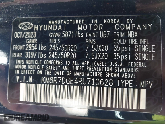 2024 Hyundai Palisade Calligraphy z VIN KM8R7DGE4RU710628, wystawiony jako IAAI lot #42223597 z przebiegiem 39 156 mil mil oraz . Historia ofert i sprzedaży dostępna na DreamBid. Obrazek 9.