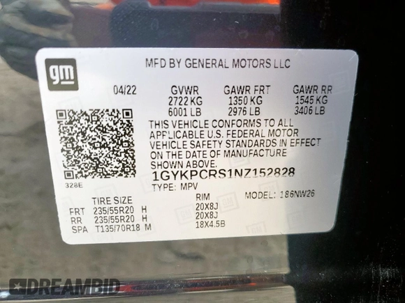 2022 Cadillac XT6 Premium Luxury with VIN 1GYKPCRS1NZ152828, listed as a Copart auction lot 64646525 with 18,913 mi miles and Salvage title. Bid and sale history available at DreamBid. Image 13.