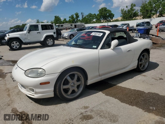 2000 Mazda MX-5 Miata with VIN JM1NB3531Y0152594, listed as a Copart auction lot 57460195 with 78,139 mi miles and Salvage title. Bid and sale history available at DreamBid. Image 1.