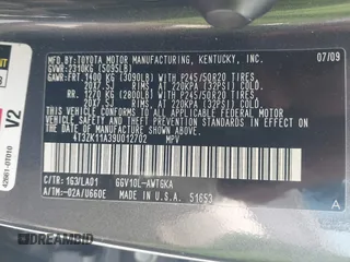 2009 Toyota Venza z VIN 4T3ZK11A39U012702, wystawiony jako IAAI lot #42081340 z przebiegiem 171 735 mil mil oraz . Historia ofert i sprzedaży dostępna na DreamBid. Obrazek 9.