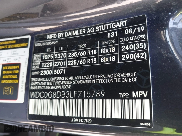 2020 Mercedes-Benz GLC 300 с VIN WDC0G8DB3LF715789, выставлен на аукционе IAAI как лот 42270498 с пробегом 88 882 миль миль и . История ставок и продаж доступна на DreamBid. Изображение 9.