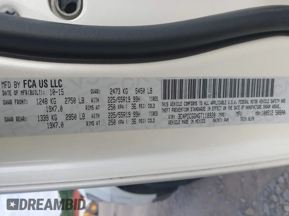2016 Dodge Journey Crossroad with VIN 3C4PDCGGXGT118920, listed as a IAAI auction lot 42764449 with 102,937 mi miles and . Bid and sale history available at DreamBid. Image 9.