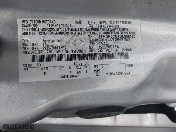 2013 Ford C-Max Energi SEL with VIN 1FADP5CU7DL508520, listed as a IAAI auction lot 41634688 with 184,941 mi miles. Bid and sale history available at carsss.com. Image 9.