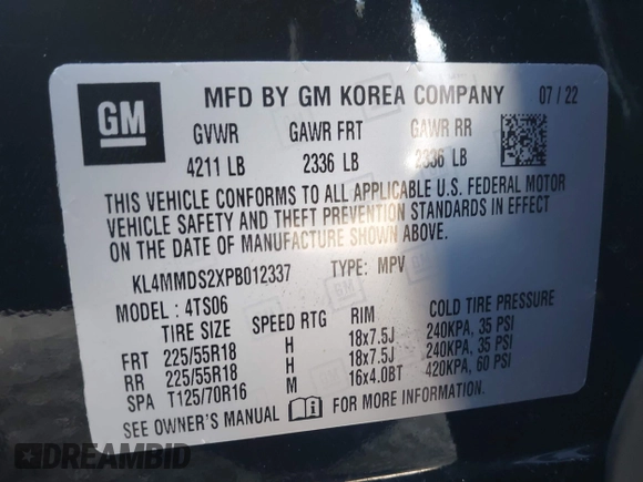 2023 Buick Encore GX Select z VIN KL4MMDS2XPB012337, wystawiony jako IAAI lot #42514934 z przebiegiem 45 056 mil mil oraz . Historia ofert i sprzedaży dostępna na DreamBid. Obrazek 9.