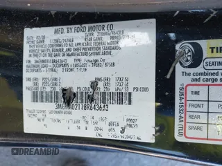 2008 Mercury Milan Premier with VIN 3MEHM02118R643643, listed as a IAAI auction lot 41624708 with 186,130 mi miles and . Bid and sale history available at DreamBid. Image 9.