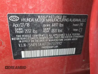 2018 Hyundai Sonata SEL z VIN 5NPE34AF1JH707992, wystawiony jako Copart lot #55262005 z przebiegiem 56 431 mil mil oraz Szkoda całkowita • Salvage title. Historia ofert i sprzedaży dostępna na DreamBid. Obrazek 12.