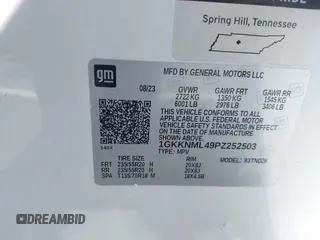 2023 GMC Acadia SLT z VIN 1GKKNML49PZ252503, wystawiony jako IAAI lot #42040153 z przebiegiem 13 339 mil mil oraz . Historia ofert i sprzedaży dostępna na DreamBid. Obrazek 9.