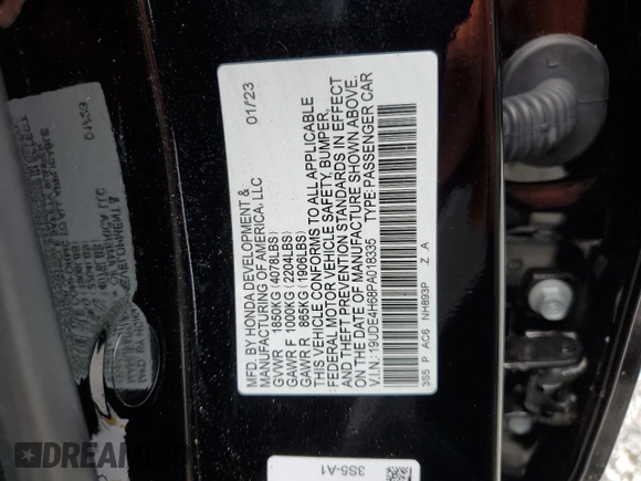 2023 Acura Integra Technology z VIN 19UDE4H68PA018335, wystawiony jako Copart lot #56770745 z przebiegiem 22 321 mil mil oraz Szkoda całkowita • Salvage title. Historia ofert i sprzedaży dostępna na DreamBid. Obrazek 12.