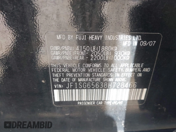 2008 Subaru Forester X с VIN JF1SG65638H728466, выставлен на аукционе IAAI как лот 42156954 с пробегом 127 933 миль миль и . История ставок и продаж доступна на DreamBid. Изображение 9.