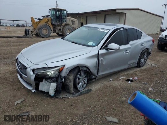 2016 Infiniti Q50 Premium with VIN JN1CV7AR8GM253769, listed as a Copart auction lot 45997325 with 57,800 mi miles and Salvage Title. Bid and sale history available at DreamBid. Image 1.