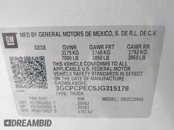 2018 Chevrolet Silverado 1500 Custom with VIN 3GCPCPEC5JG315178, listed as a IAAI auction lot 41467798 with 104,207 mi miles and . Bid and sale history available at DreamBid. Image 9.