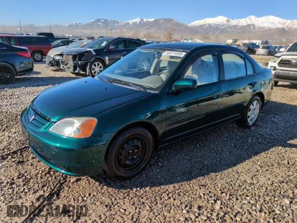 2001 Honda Civic EX with VIN 2HGES26761H602898, listed as a Copart auction lot 50371535 with 148,669 mi miles and Salvage Title. Bid and sale history available at DreamBid. Image 1.