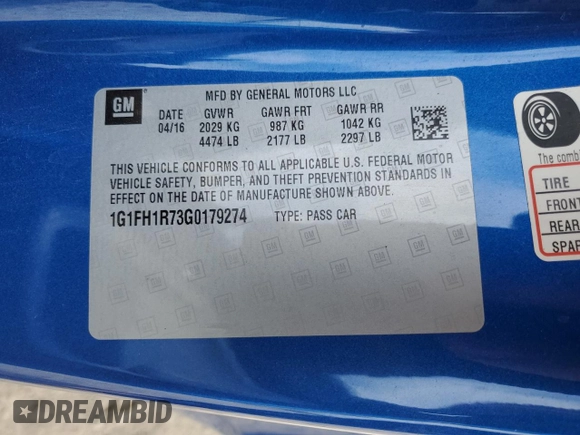 2016 Chevrolet Camaro 2SS z VIN 1G1FH1R73G0179274, wystawiony jako Copart lot #55268815 z przebiegiem 61 654 mil mil oraz Czysty tytuł • Clean title. Historia ofert i sprzedaży dostępna na DreamBid. Obrazek 13.