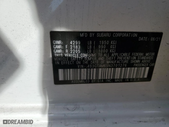2022 Subaru Impreza Sport with VIN 4S3GTAM65N3701276, listed as a Copart auction lot 77909914 with 17,777 mi miles and Clean Title. Bid and sale history available at carsss.com. Image 12.