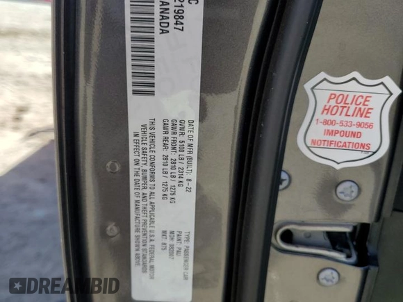 2022 Dodge Charger SXT with VIN 2C3CDXBG6NH219847, listed as a Copart auction lot 48360575 with 37,202 mi miles and Salvage Title. Bid and sale history available at DreamBid. Image 12.