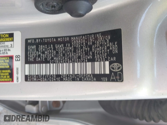 2010 Toyota Corolla z VIN 2T1BU4EE9AC263734, wystawiony jako IAAI lot #42453711 z przebiegiem 87 909 mil mil oraz . Historia ofert i sprzedaży dostępna na DreamBid. Obrazek 9.