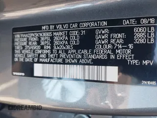 2019 Volvo XC90 Momentum with VIN YV4A22PK5K1436905, listed as a IAAI auction lot 41709594 with 78,424 mi miles. Bid and sale history available at carsss.com. Image 9.