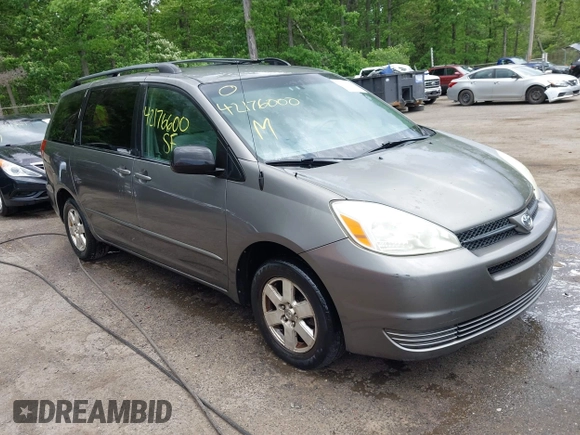 2004 Toyota Sienna CE with VIN 5TDZA23C84S000367, listed as a IAAI auction lot 42176600 with 182,817 mi miles and . Bid and sale history available at DreamBid. Image 1.