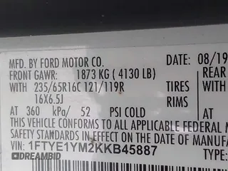 2019 Ford Transit с VIN 1FTYE1YM2KKB45887, выставлен на аукционе IAAI как лот 42496551 с пробегом 113 076 миль миль и . История ставок и продаж доступна на DreamBid. Изображение 9.