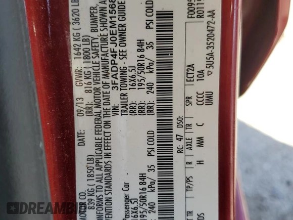 2014 Ford Fiesta Titanium z VIN 3FADP4FJ0EM156814, wystawiony jako Copart lot #52028435 z przebiegiem 97 985 mil mil oraz Szkoda całkowita • Salvage title. Historia ofert i sprzedaży dostępna na DreamBid. Obrazek 14.