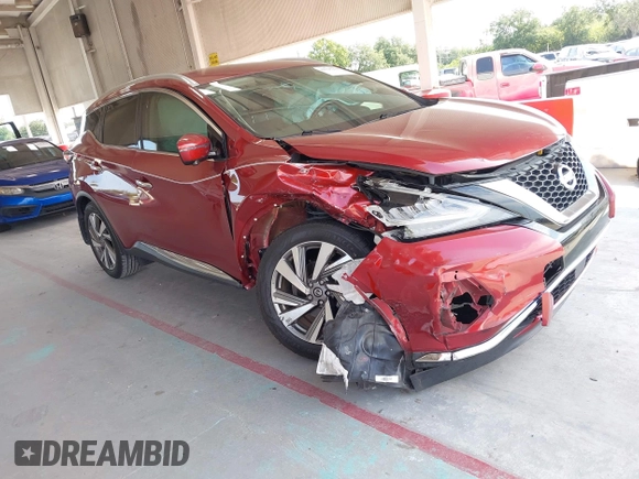 2019 Nissan Murano Platinum with VIN 5N1AZ2MJ7KN125409, listed as a IAAI auction lot 42325239 with 72,698 mi miles and . Bid and sale history available at DreamBid. Image 1.