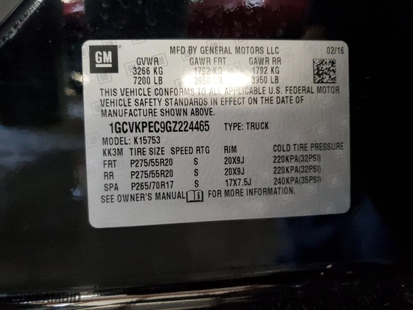 2016 Chevrolet Silverado 1500 Custom with VIN 1GCVKPEC9GZ224465, listed as a Copart auction lot 50304235 with 96,769 mi miles and Salvage Title. Bid and sale history available at carsss.com. Image 13.