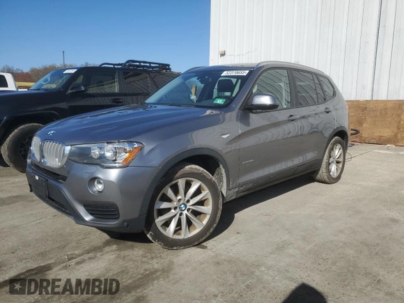 2016 BMW X3 xDrive28i with VIN 5UXWX9C57G0D77275, listed as a Copart auction lot 52370655 with 106,358 mi miles and Salvage Title. Bid and sale history available at DreamBid. Image 1.