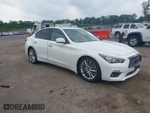 2022 Infiniti Q50 Luxe with VIN JN1EV7BR4NM342579, listed as a IAAI auction lot 42503631 with 13,633 mi miles and . Bid and sale history available at DreamBid. Image 1.