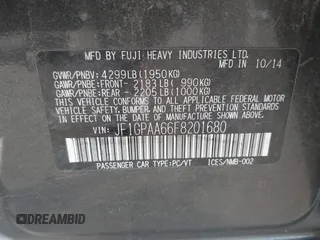 2015 Subaru Impreza 2.0i с VIN JF1GPAA66F8201680, выставлен на аукционе IAAI как лот 42160441 с пробегом 75 757 миль миль и . История ставок и продаж доступна на DreamBid. Изображение 9.