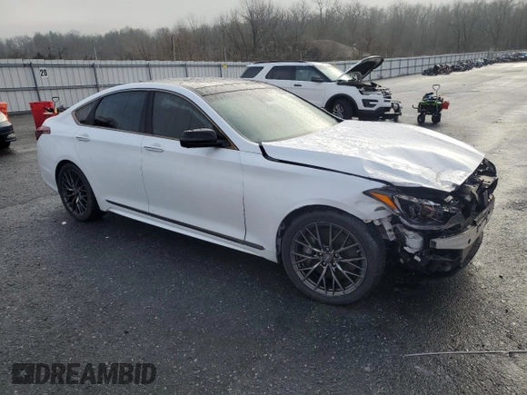 2018 Genesis G80 Sport with VIN KMHGN4JB7JU268654, listed as a Copart auction lot 85464304 with 72,385 mi miles and Salvage Title. Bid and sale history available at DreamBid. Image 4.