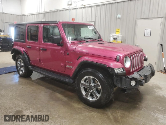 2022 Jeep Wrangler Unlimited Sahara with VIN 1C4HJXEN9NW120171, listed as a Copart auction lot 47029585 with 25,085 mi miles and Salvage Title. Bid and sale history available at DreamBid. Image 4.